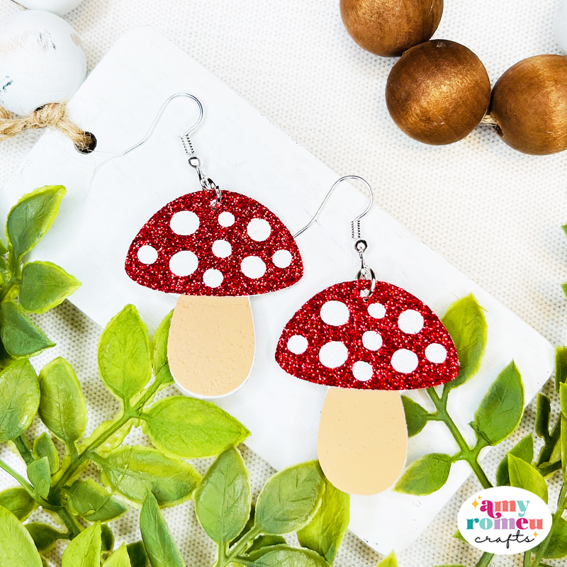 Toadstool Faux Leather Earrings SVG