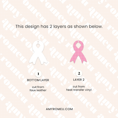 Pink Ribbon Faux Leather Earrings SVG