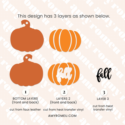 Fall Pumpkin Faux Leather Keychain SVG