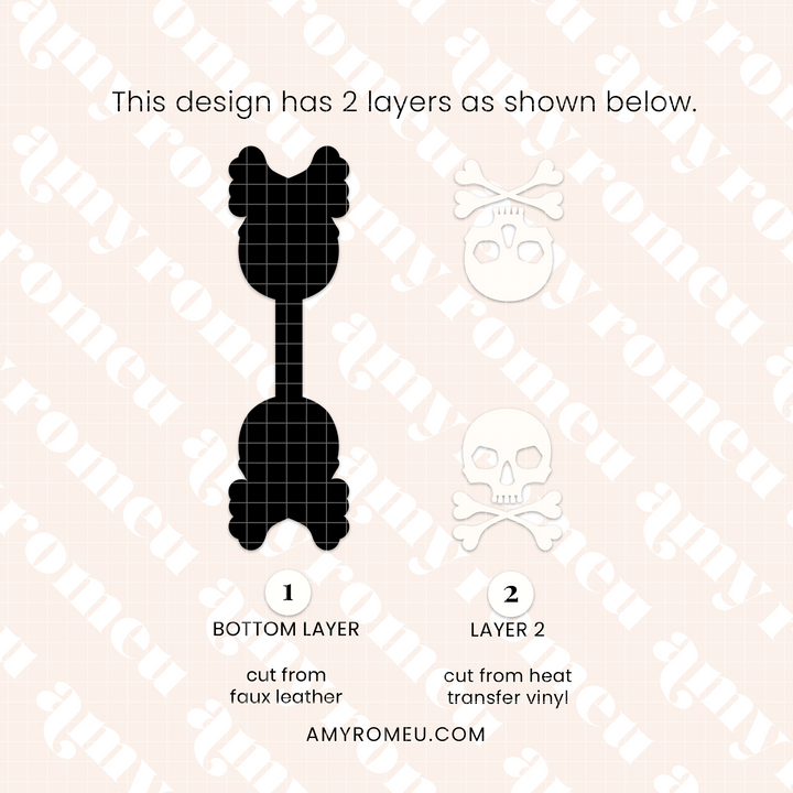 Skull Faux Leather Keychain SVG