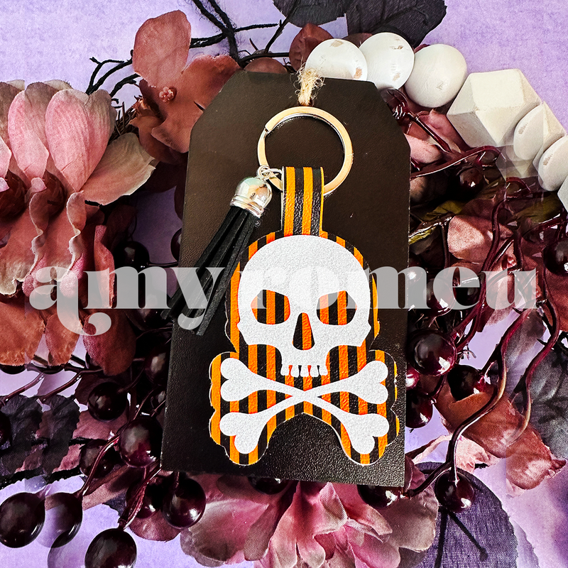 Skull Faux Leather Keychain SVG