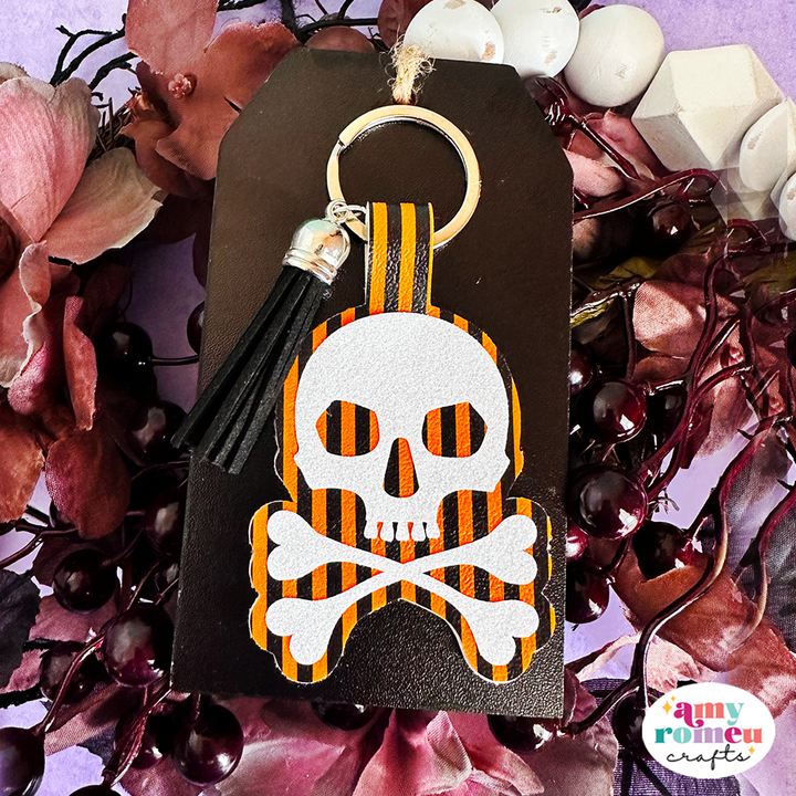 Skull Faux Leather Keychain SVG