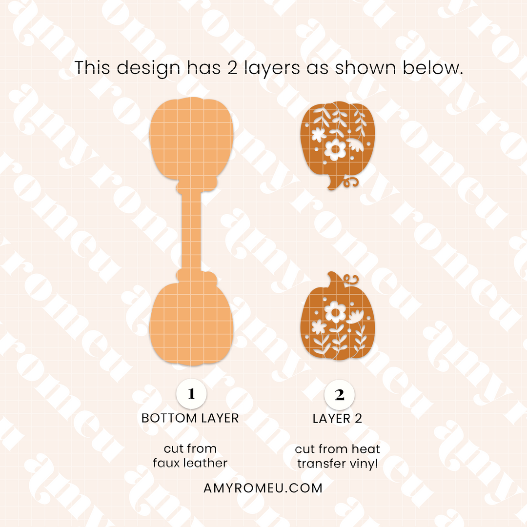 Boho Pumpkin Faux Leather Keychain SVG