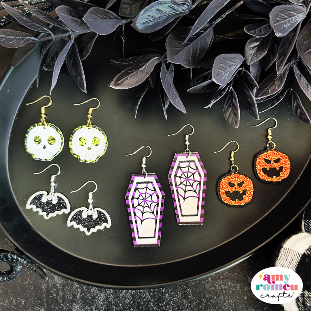 Halloween Faux Leather Earrings SVGs Set of 4