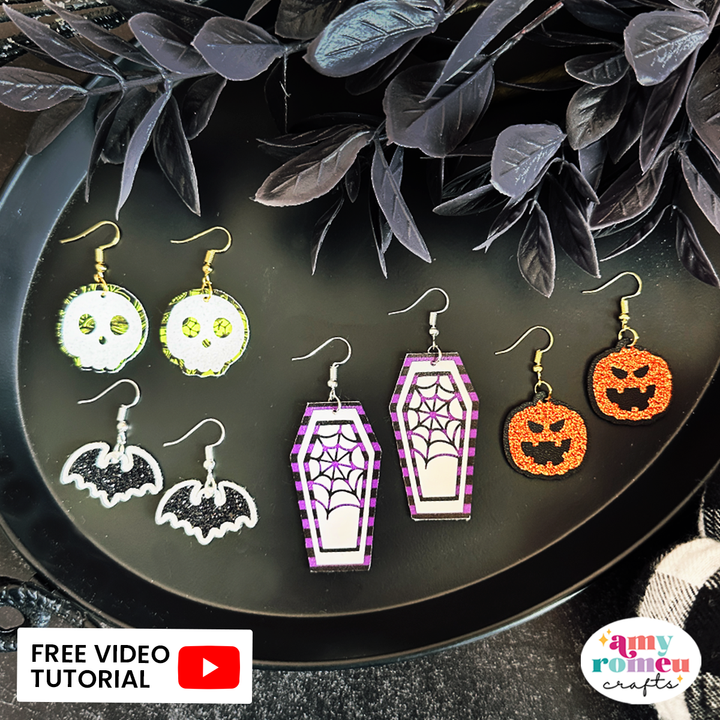 Halloween Faux Leather Earrings SVGs Set of 4