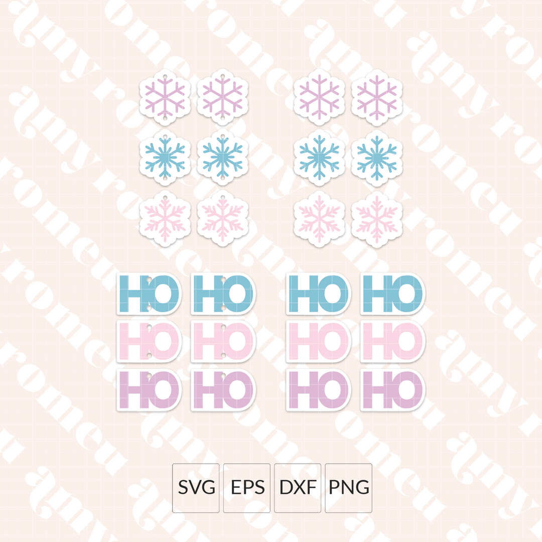 Faux Leather Snowflake & Ho Ho Ho Holiday Earrings SVG