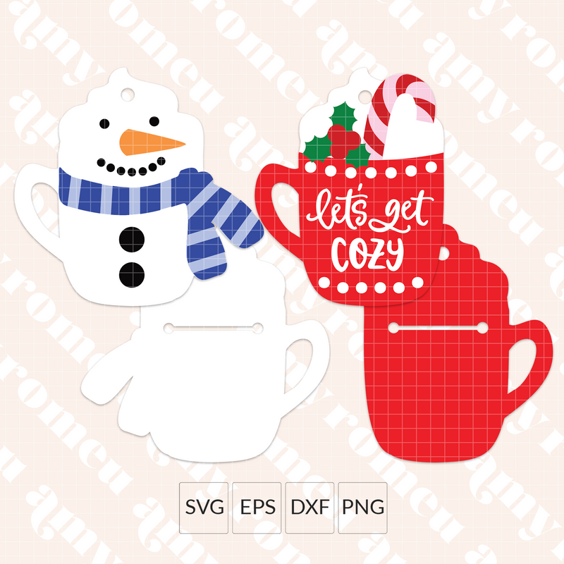 Faux Leather Hot Cocoa Cup Gift Card Holders SVG