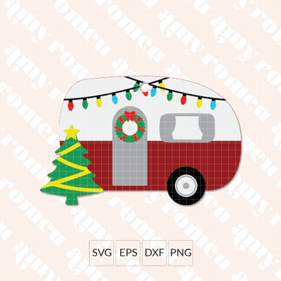 Faux Leather Vintage Holiday Camper Christmas Ornament SVG