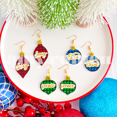 Faux Leather Christmas Ornament Earrings SVGs