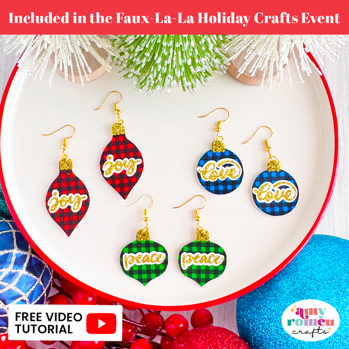 Faux Leather Christmas Ornament Earrings SVGs