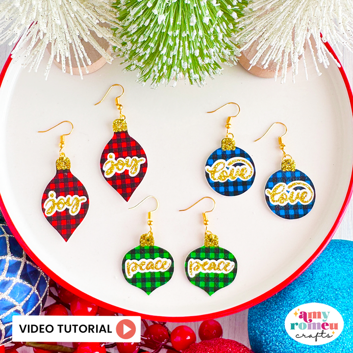 Faux Leather Christmas Ornament Earrings SVGs