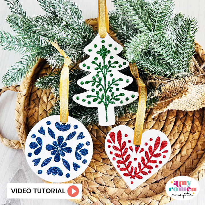 Faux Leather Scandinavian Inspired Christmas Ornaments SVGs