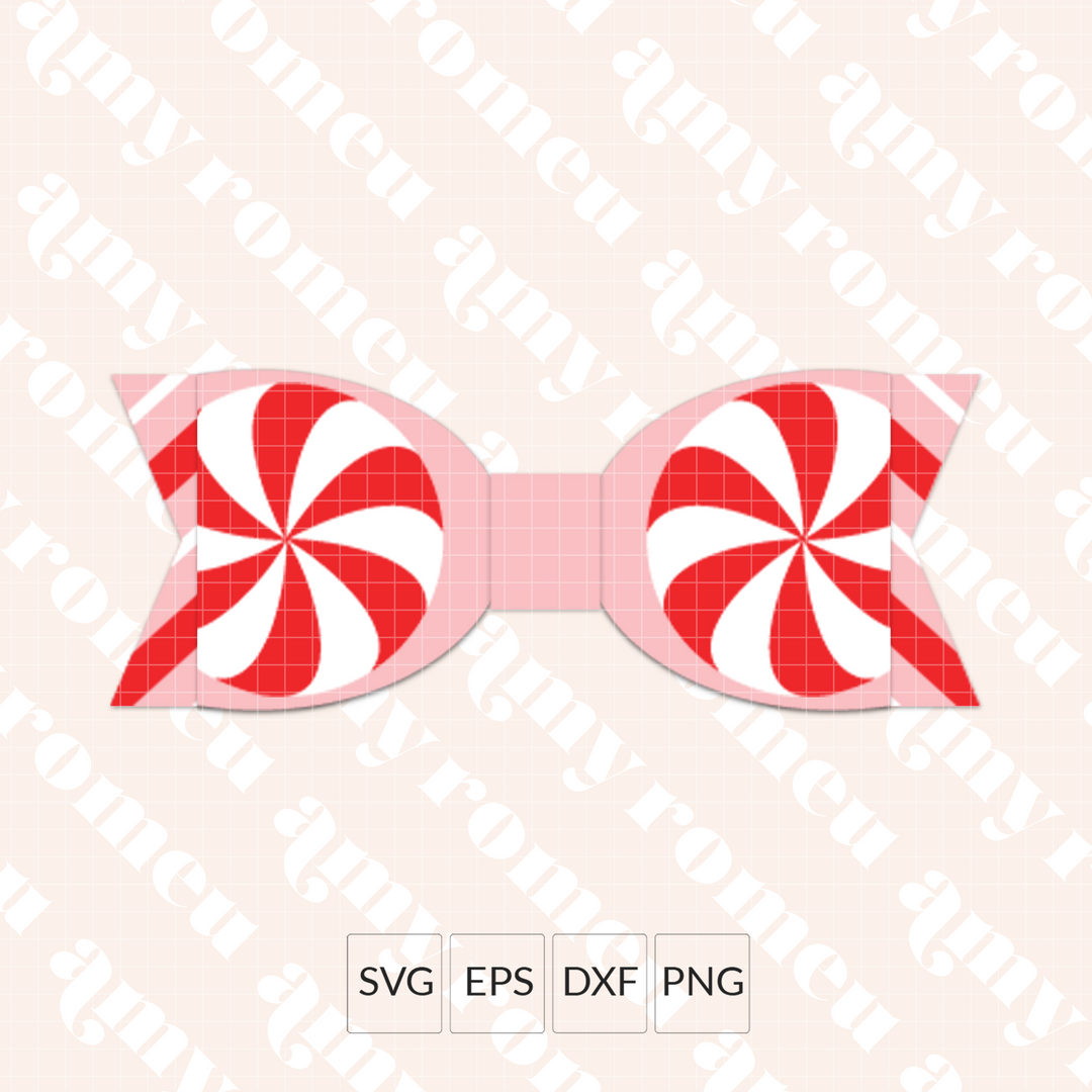 Faux Leather Christmas Candy Hair Bow SVG