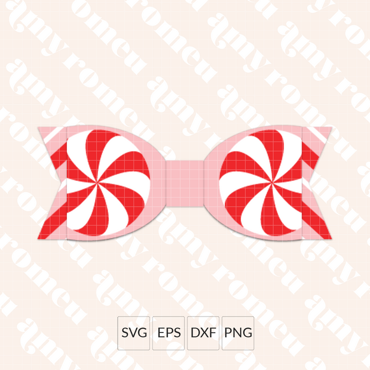 Faux Leather Christmas Candy Hair Bow SVG