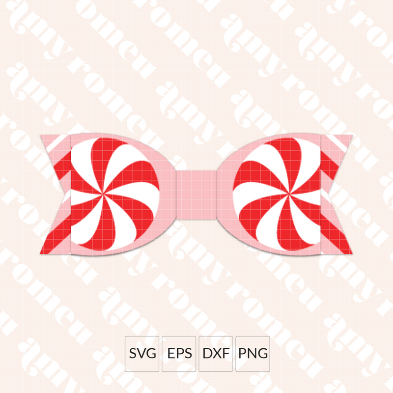 Faux Leather Christmas Candy Hair Bow SVG