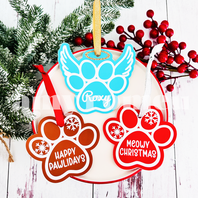 Faux Leather Paw Print Christmas Ornaments SVGs