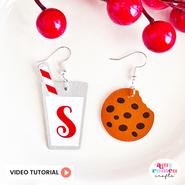 Santa's Milk & Cookies Christmas Faux Leather Earrings SVG