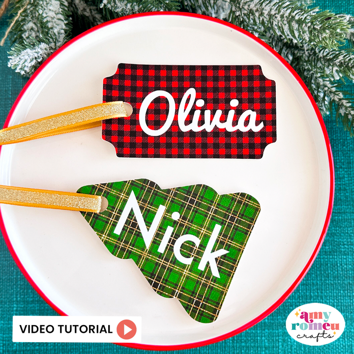 Faux Leather Stocking Name Tags SVG