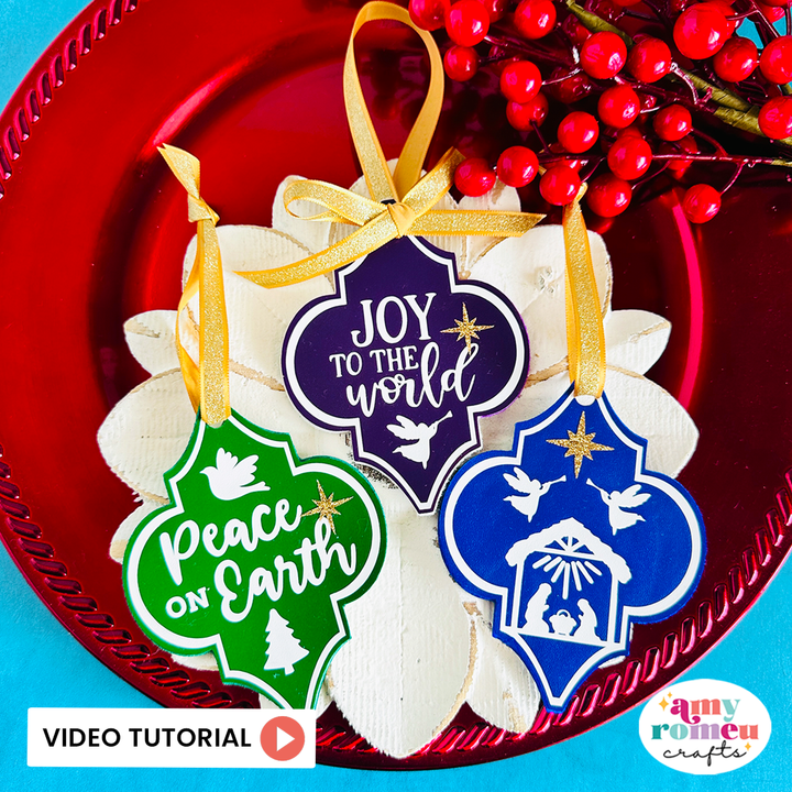Faux Leather Arabesque Tile Inspired Christmas Ornaments SVGs