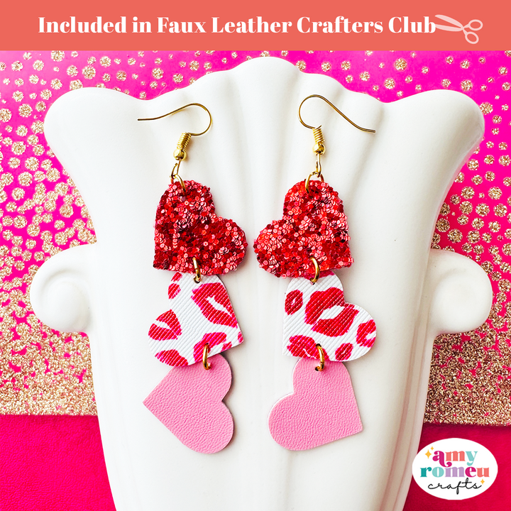 Dangle Heart Faux Leather Earrings SVG