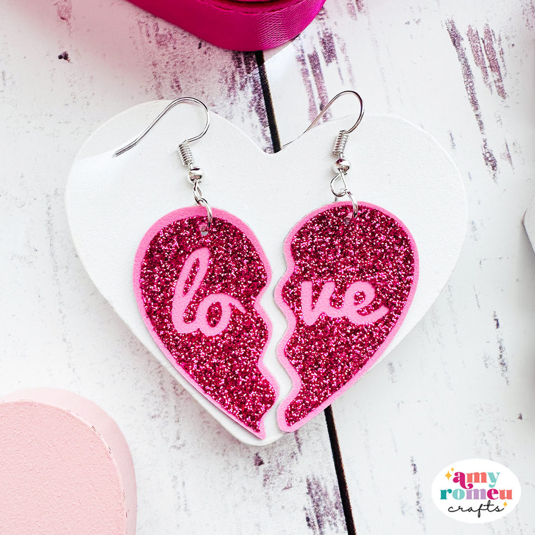 Half Heart Faux Leather Earrings SVG