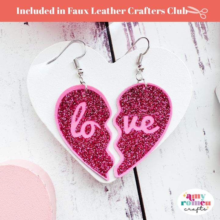 Half Heart Faux Leather Earrings SVG