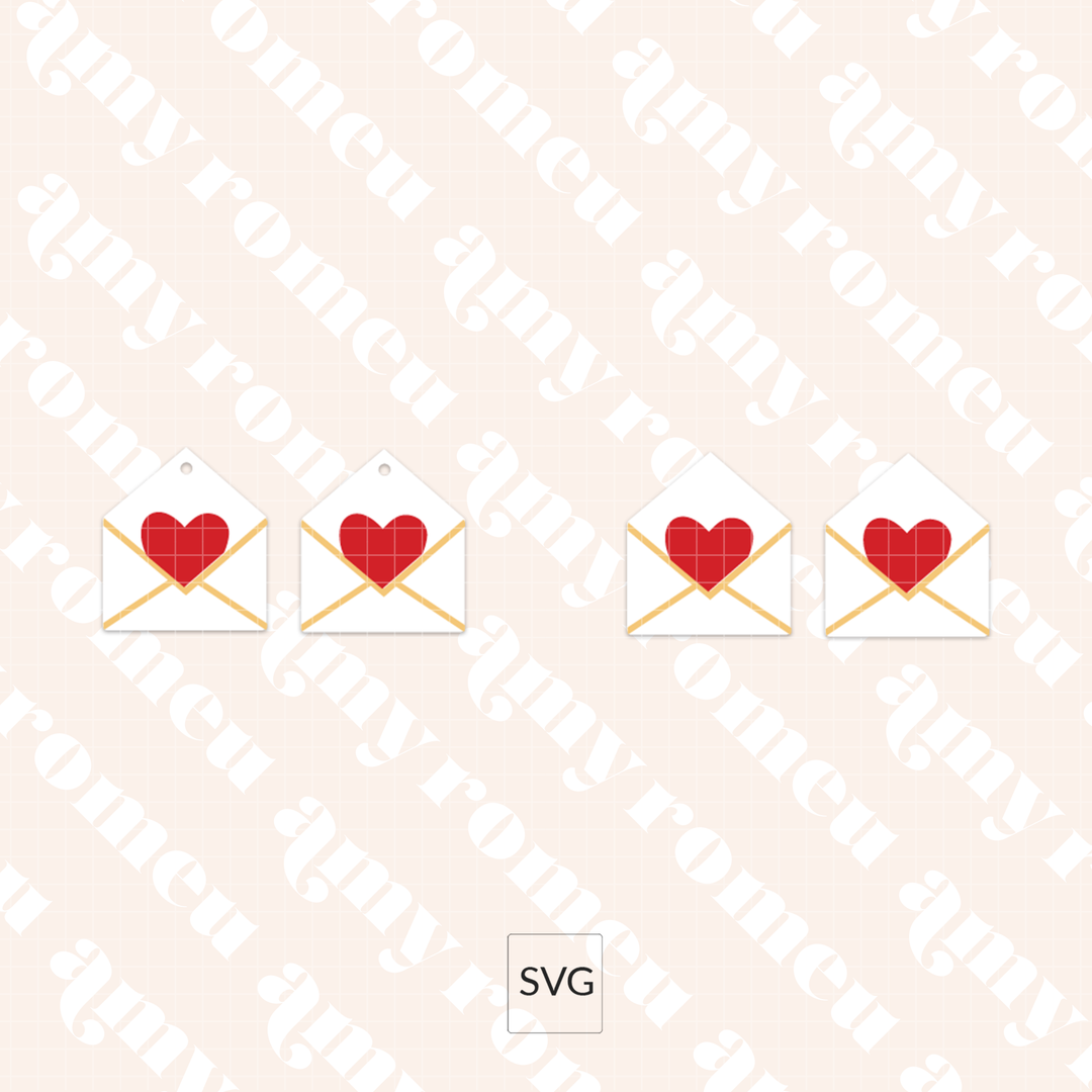 Valentine's Day Love Letter Envelope Faux Leather Earrings SVG