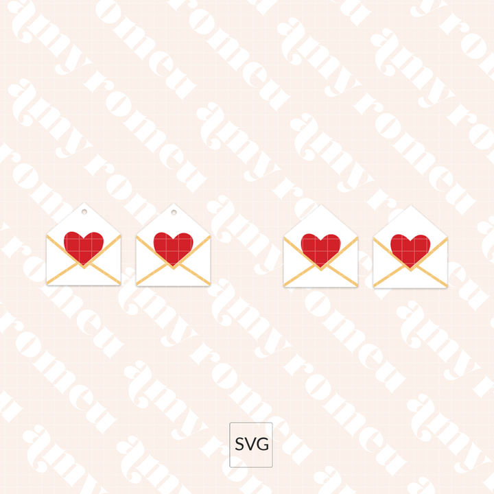 Valentine's Day Love Letter Envelope Faux Leather Earrings SVG