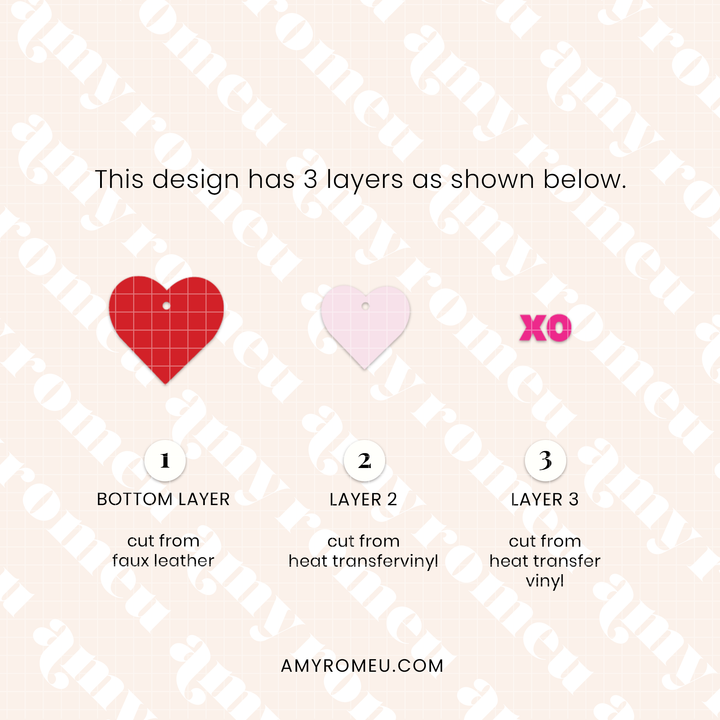 Stacked XO Hearts Faux Leather Earrings SVG