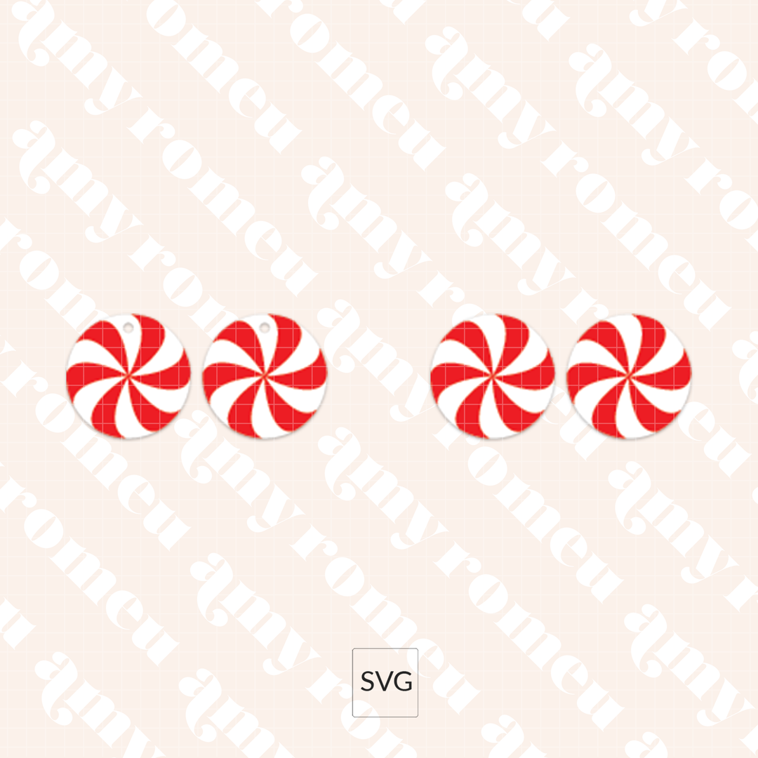 Faux Leather Peppermint Candy Earrings SVG