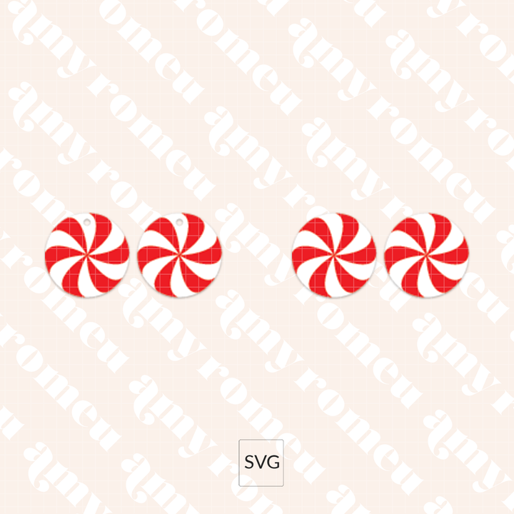 Faux Leather Peppermint Candy Earrings SVG
