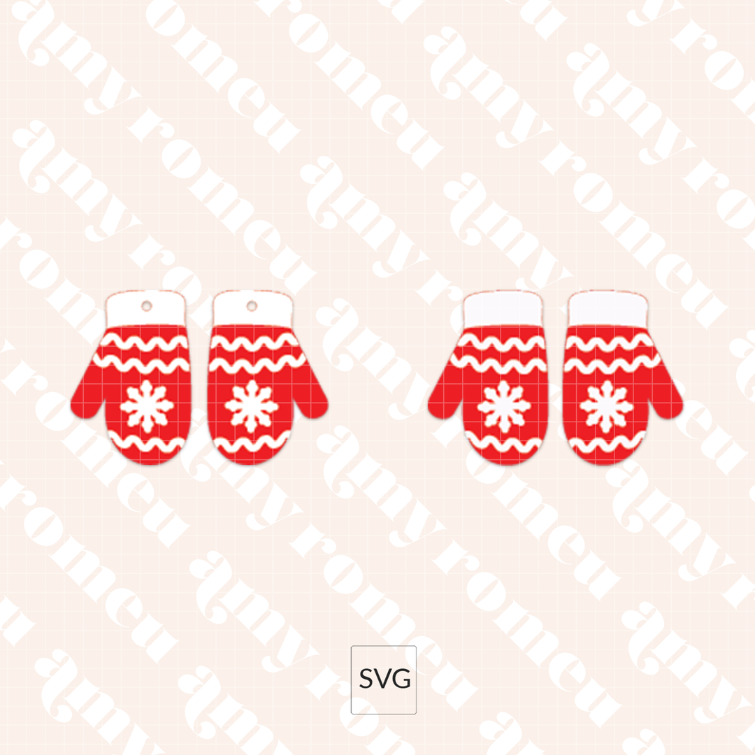 Faux Leather Snowflake Mitten Earrings SVG