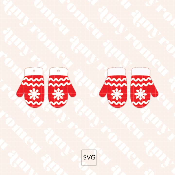 Faux Leather Snowflake Mitten Earrings SVG