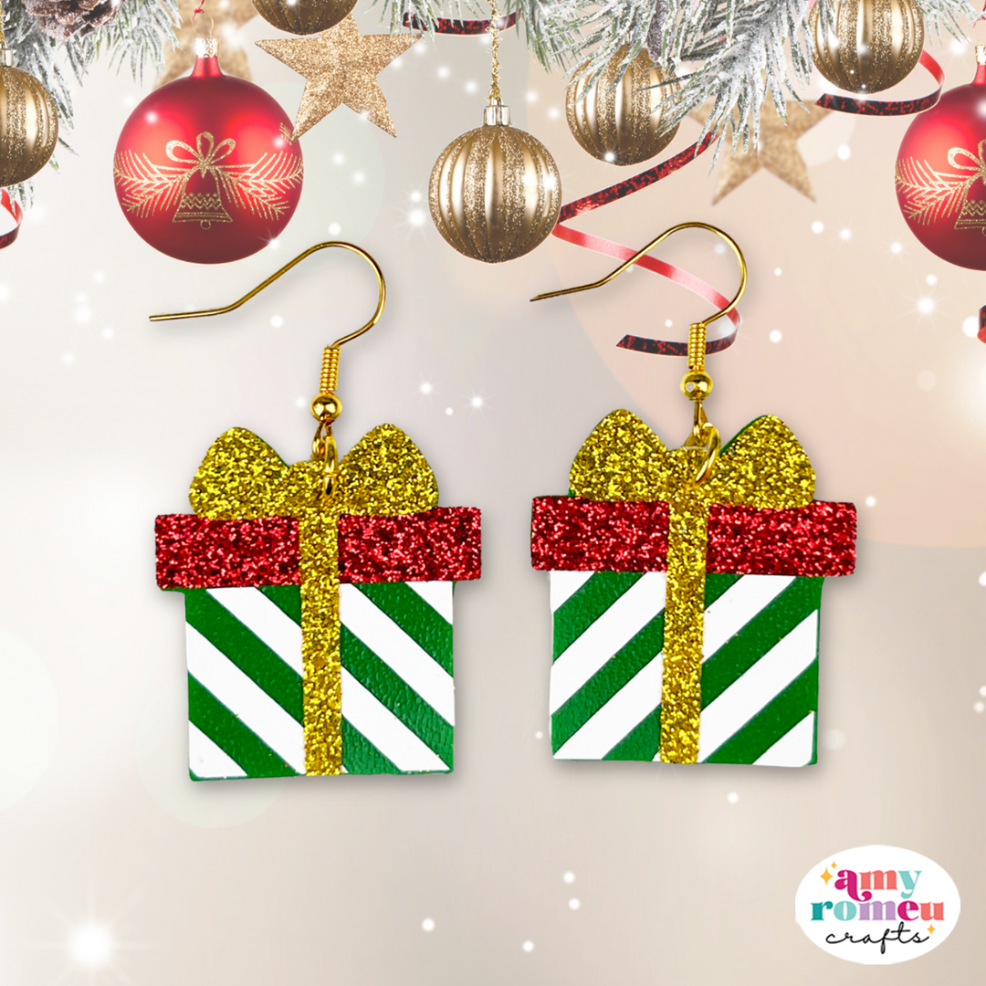 Faux Leather Christmas Gift Earrings SVG