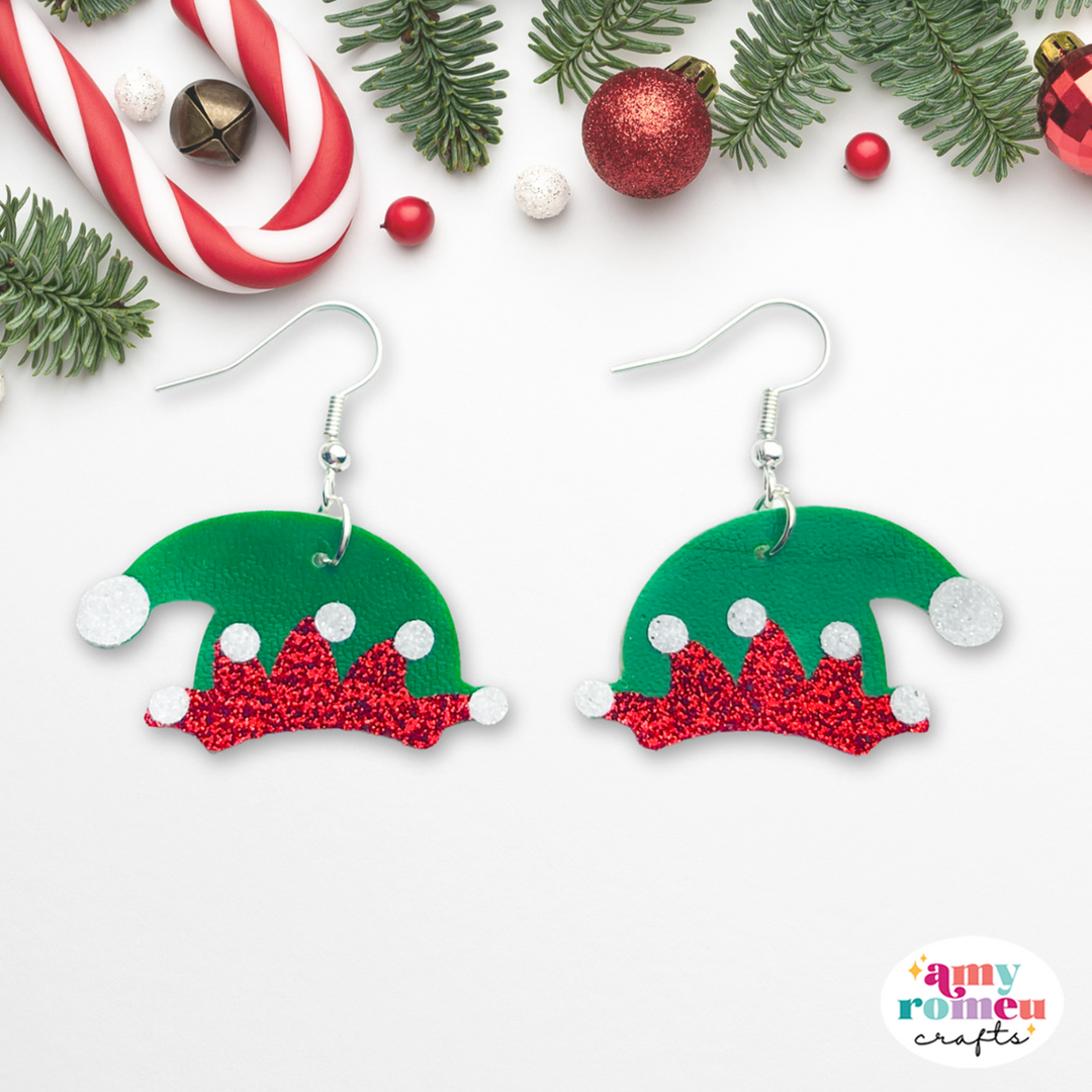 Faux Leather Elf Hat Earrings SVG