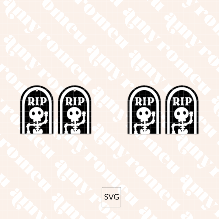 Faux Leather Skeleton Tombstone Earrings SVG