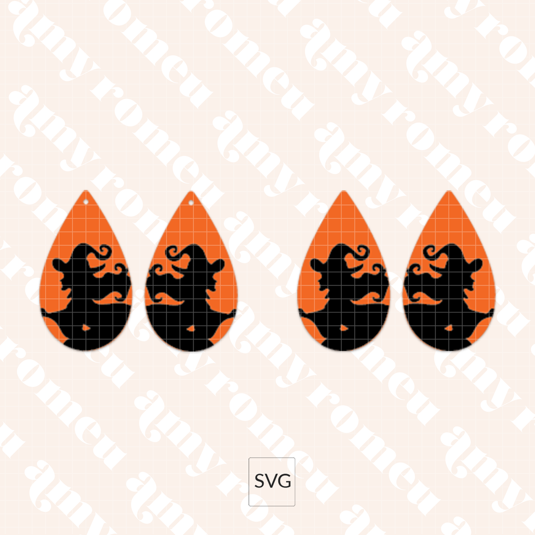 Faux Leather Witch Teardrop Earrings SVG