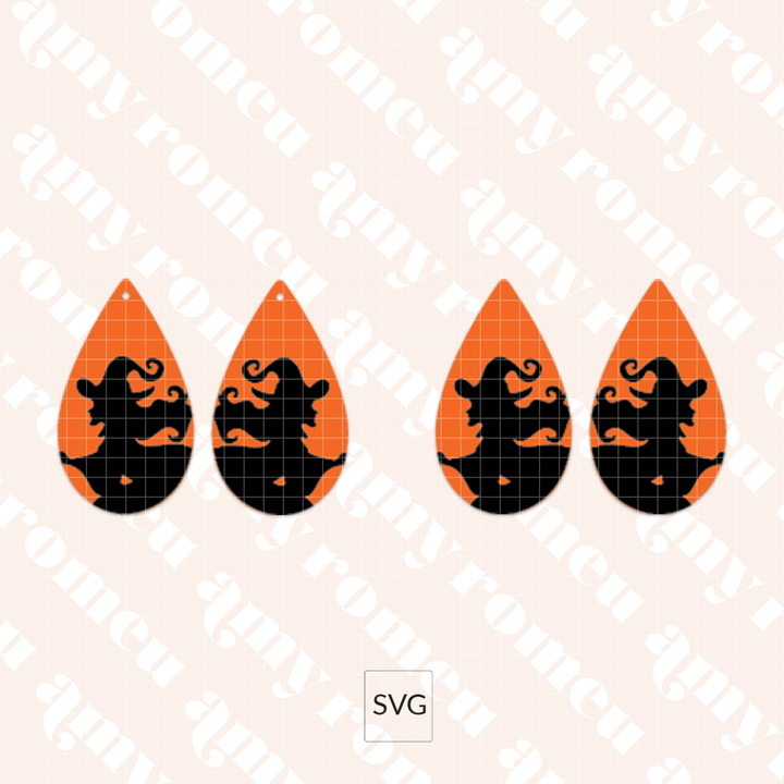 Faux Leather Witch Teardrop Earrings SVG