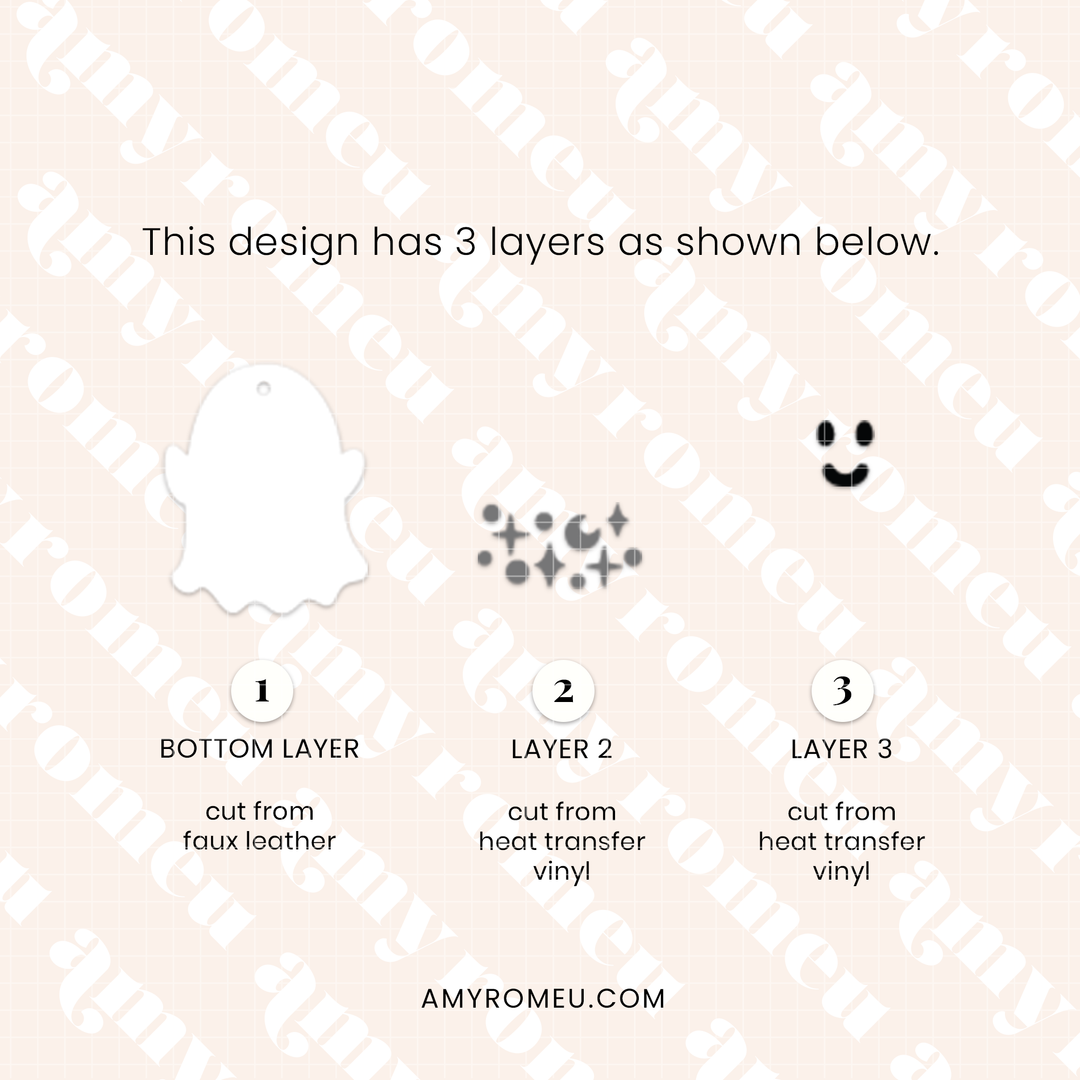 Faux Leather Cute Ghost Earrings SVG