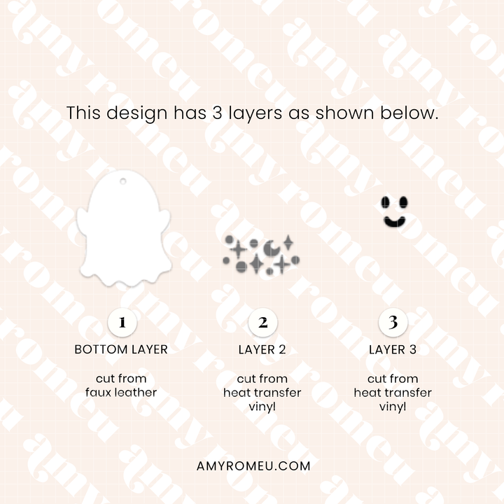 Faux Leather Cute Ghost Earrings SVG