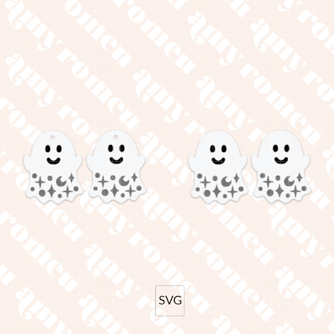 Faux Leather Cute Ghost Earrings SVG