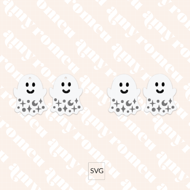 Faux Leather Cute Ghost Earrings SVG