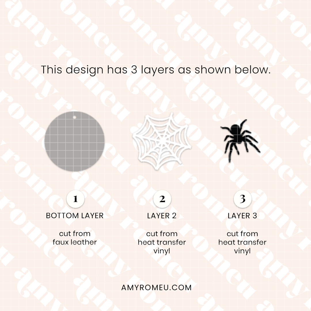 Faux Leather Spiderweb Circle Earrings SVG