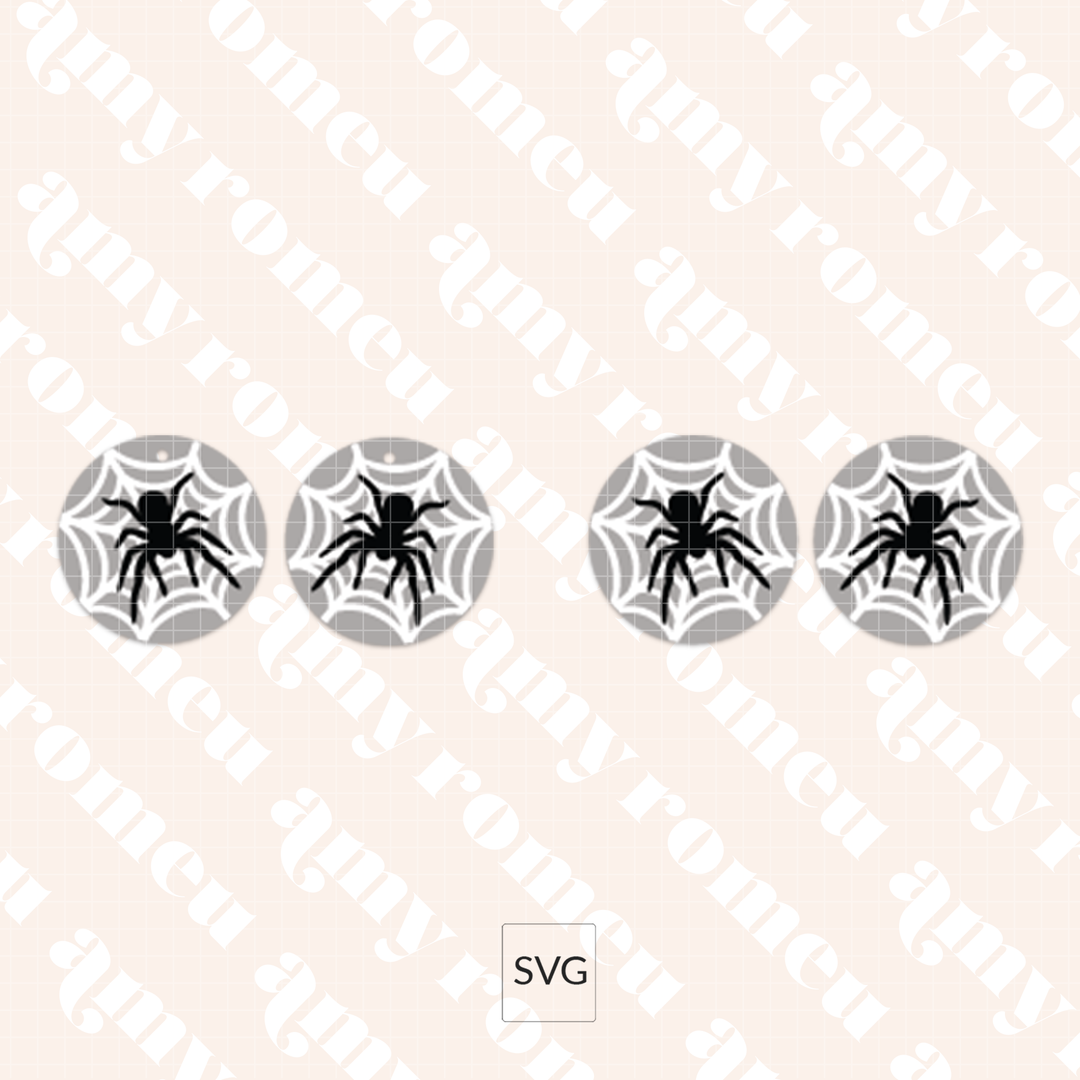 Faux Leather Spiderweb Circle Earrings SVG