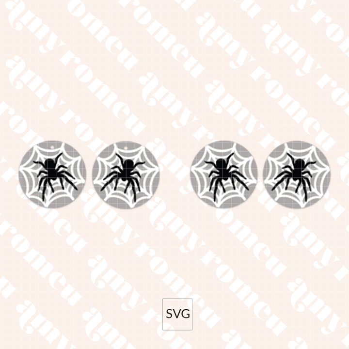 Faux Leather Spiderweb Circle Earrings SVG
