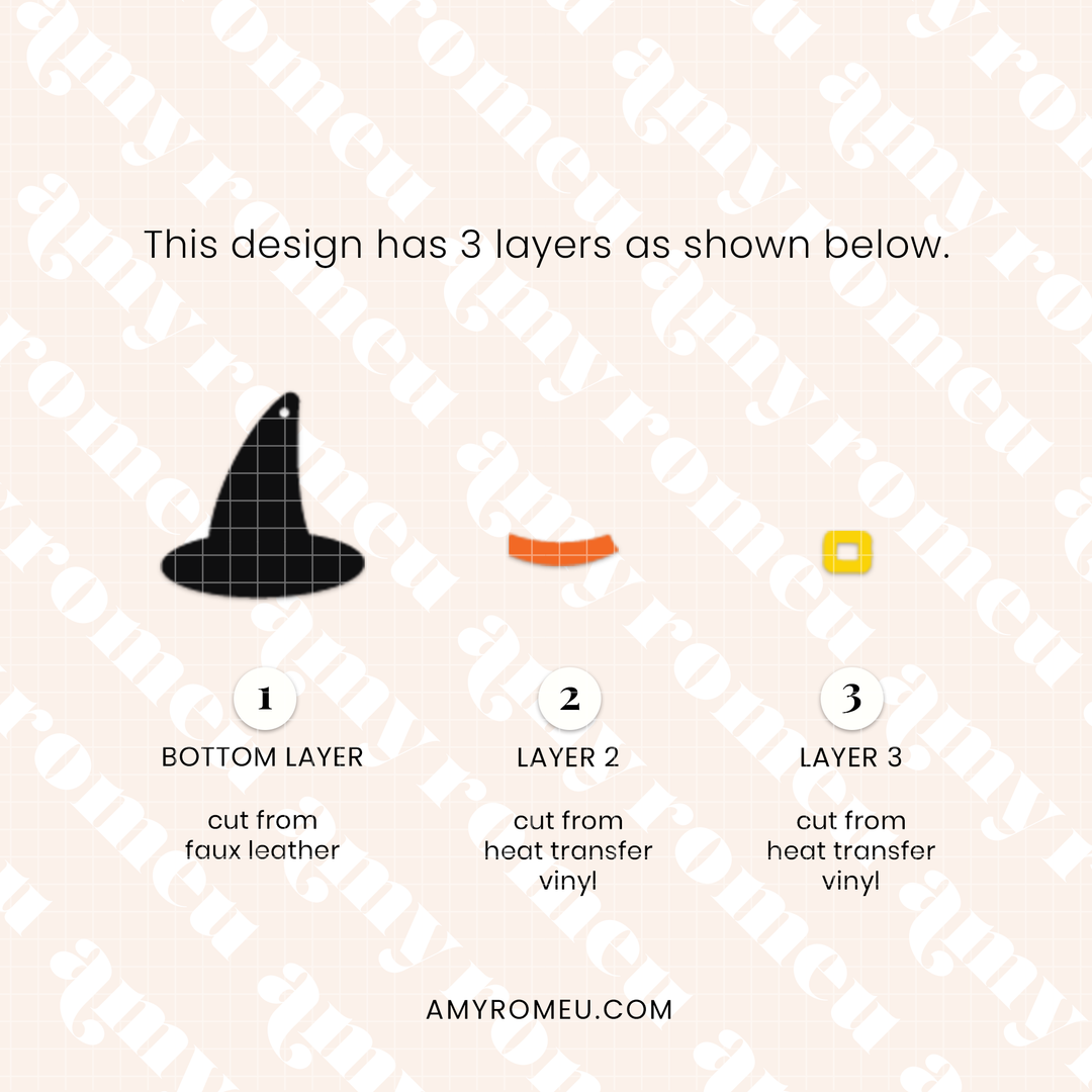 Faux Leather Witch Hat Earrings SVG