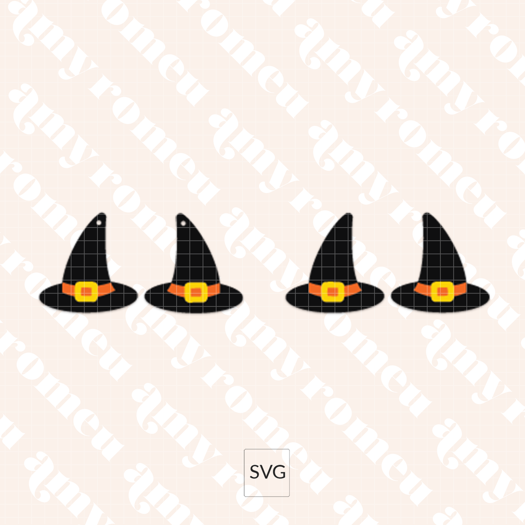 Faux Leather Witch Hat Earrings SVG