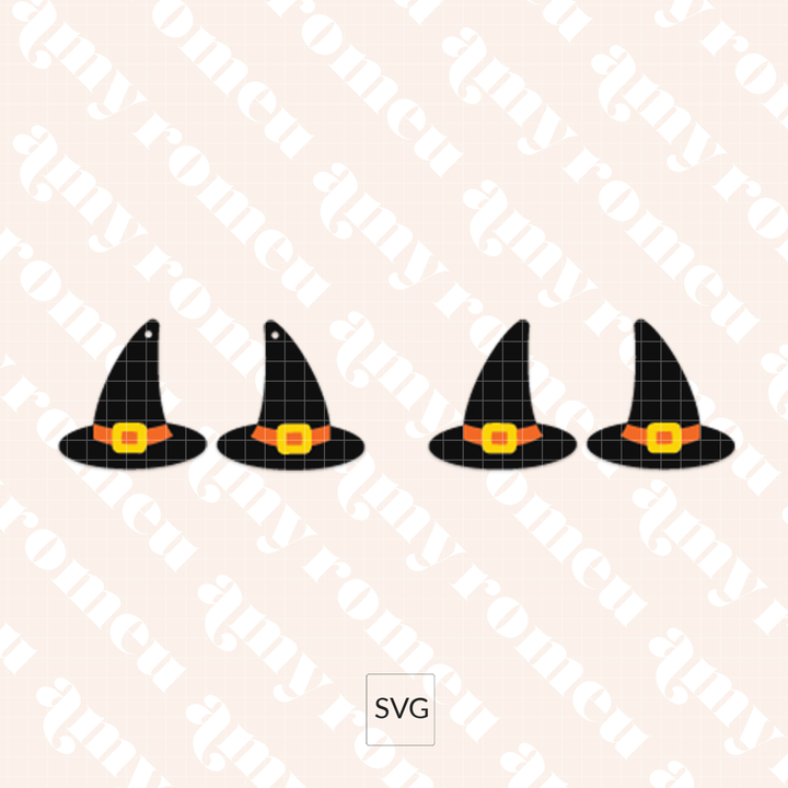 Faux Leather Witch Hat Earrings SVG