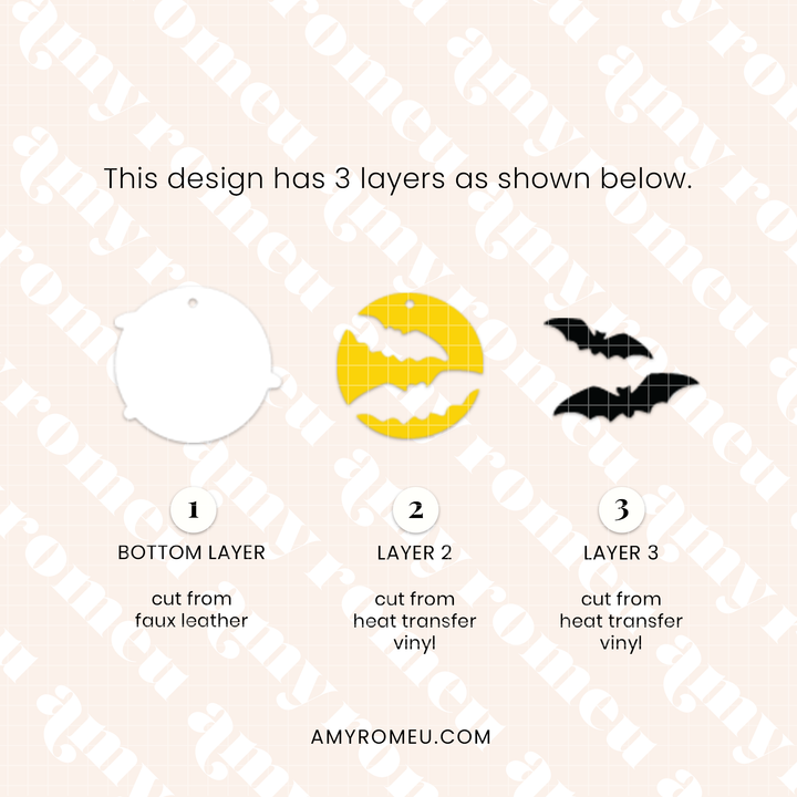 Faux Leather Moon & Bat Earrings SVG