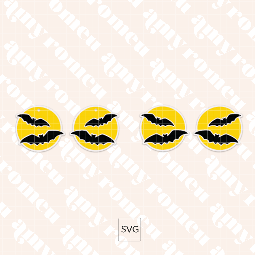 Faux Leather Moon & Bat Earrings SVG